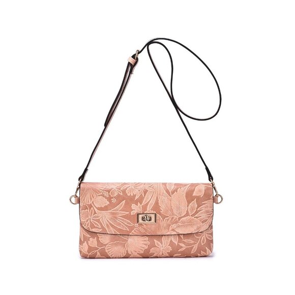 Mellow World Sarita Misty Rose 3D embossed Floral Crossbody Bag - Picture 2 of 4